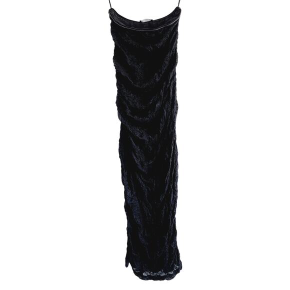 Zara Black Ruched Lace Strapless Midi / Maxi Dress Size Small - Picture 4 of 10
